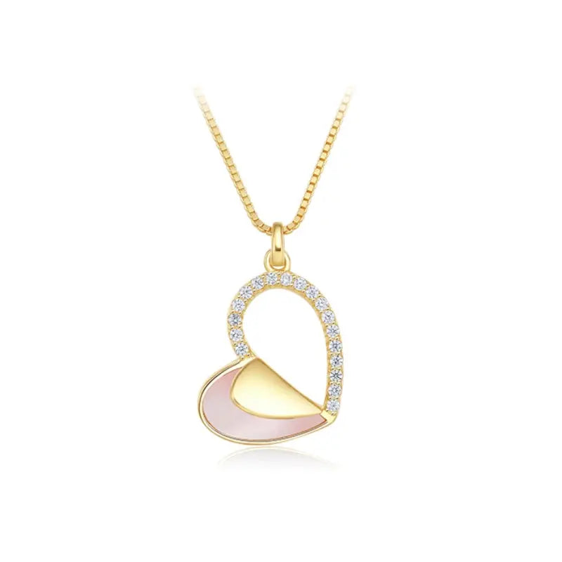 14K Gold-Plated Sterling Silver Heart Pendant Necklace, Mother-of-Pearl & Zircon AdornMazing Pendant Necklaces