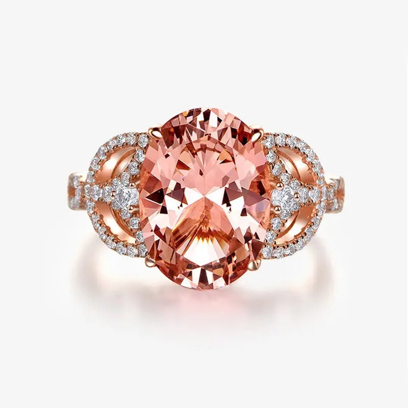 Sterling Silver S925 Pink Ice Flower Cut 7x9mm Pear-Shaped High Carbon Diamond Ring - AdornMazing