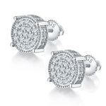 Round Cluster Moissanite Stud Earrings, 0.81CT, Pavé Setting, Gold & Silver Options -  Silver -  AdornMazing