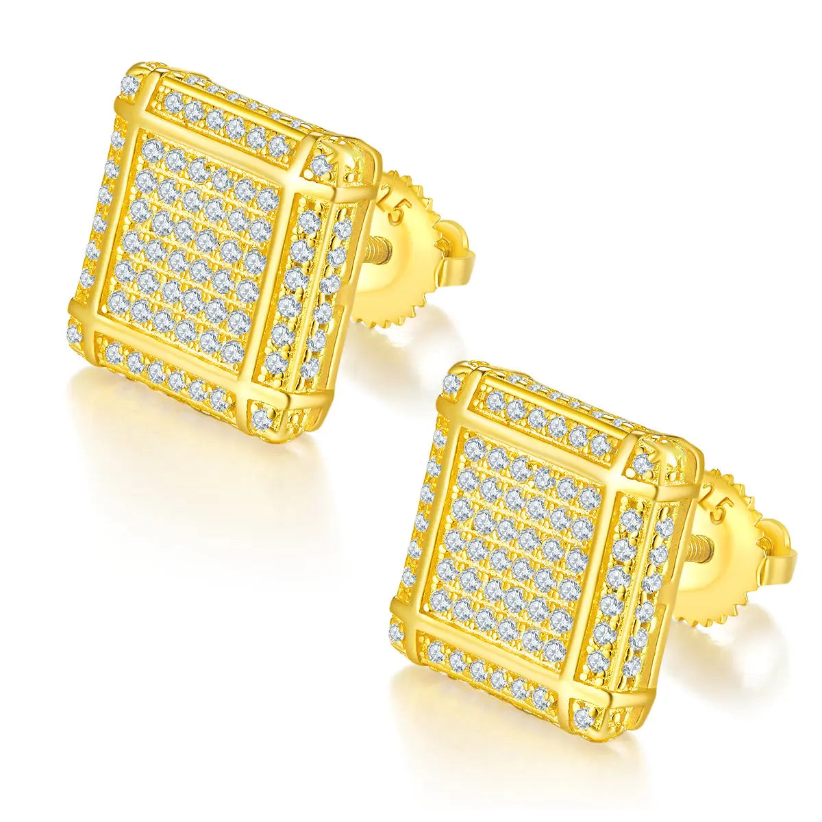 Square Moissanite Stud Earrings Sterling Silver 0.77CT D Grade - Gold AdornMazing