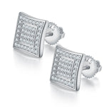 Square Cluster Sterling Silver Earrings, 0.38CT D Grade Moissanite, 10mm Design -  Silver AdornMazing