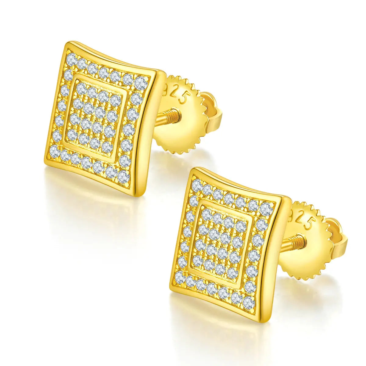 Square Cluster Sterling Silver Earrings, 0.38CT D Grade Moissanite, 10mm Design -  Gold AdornMazing