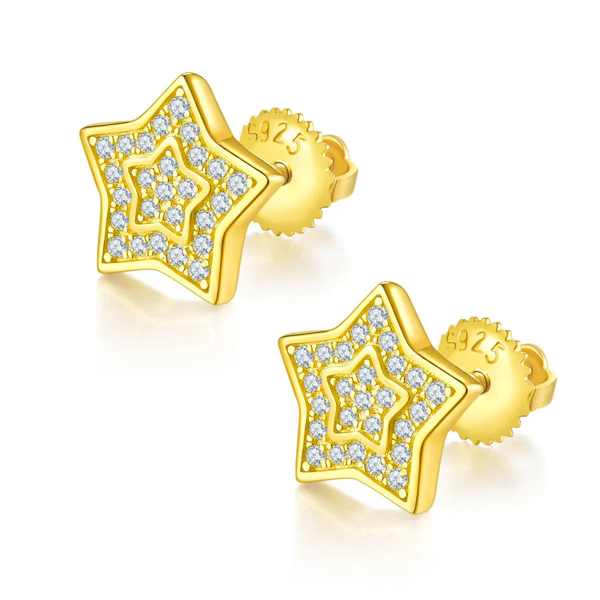 Five-Pointed Star Moissanite Stud Earrings, 0.27CT D Grade, S925 Sterling Silver AdornMazing Moissanite Earrings.