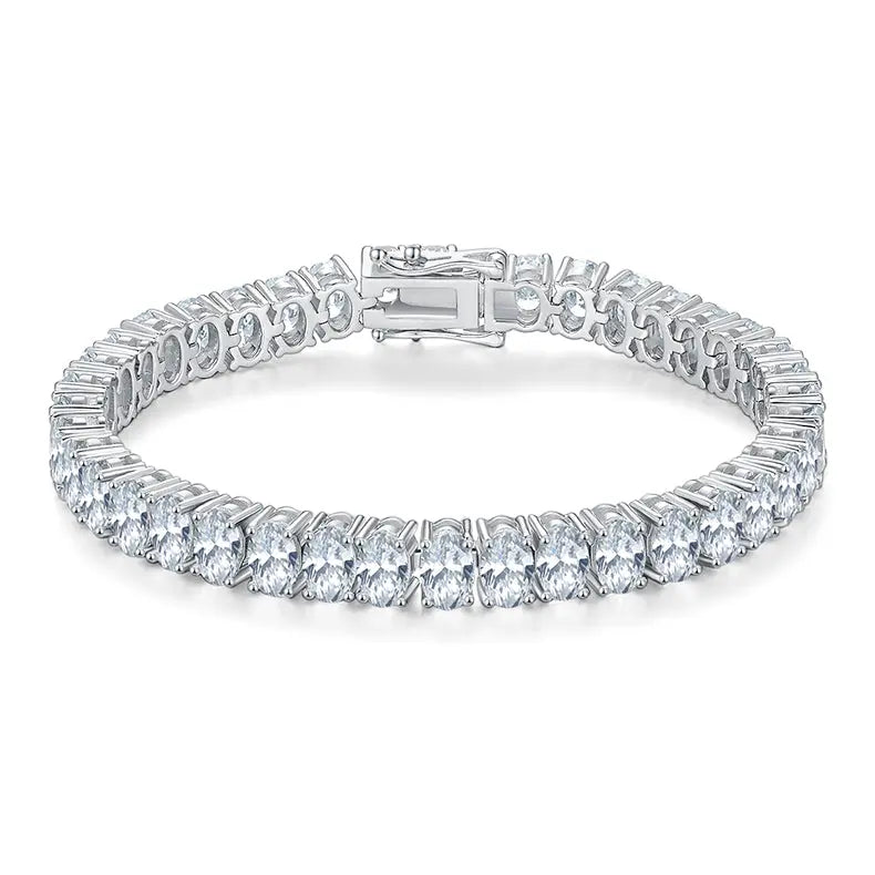 Sterling Silver Tennis Bracelet with 0.5CT Moissanite Stones, S925 Silver, D/VVS AdornMazing Moissanite Bracelets.