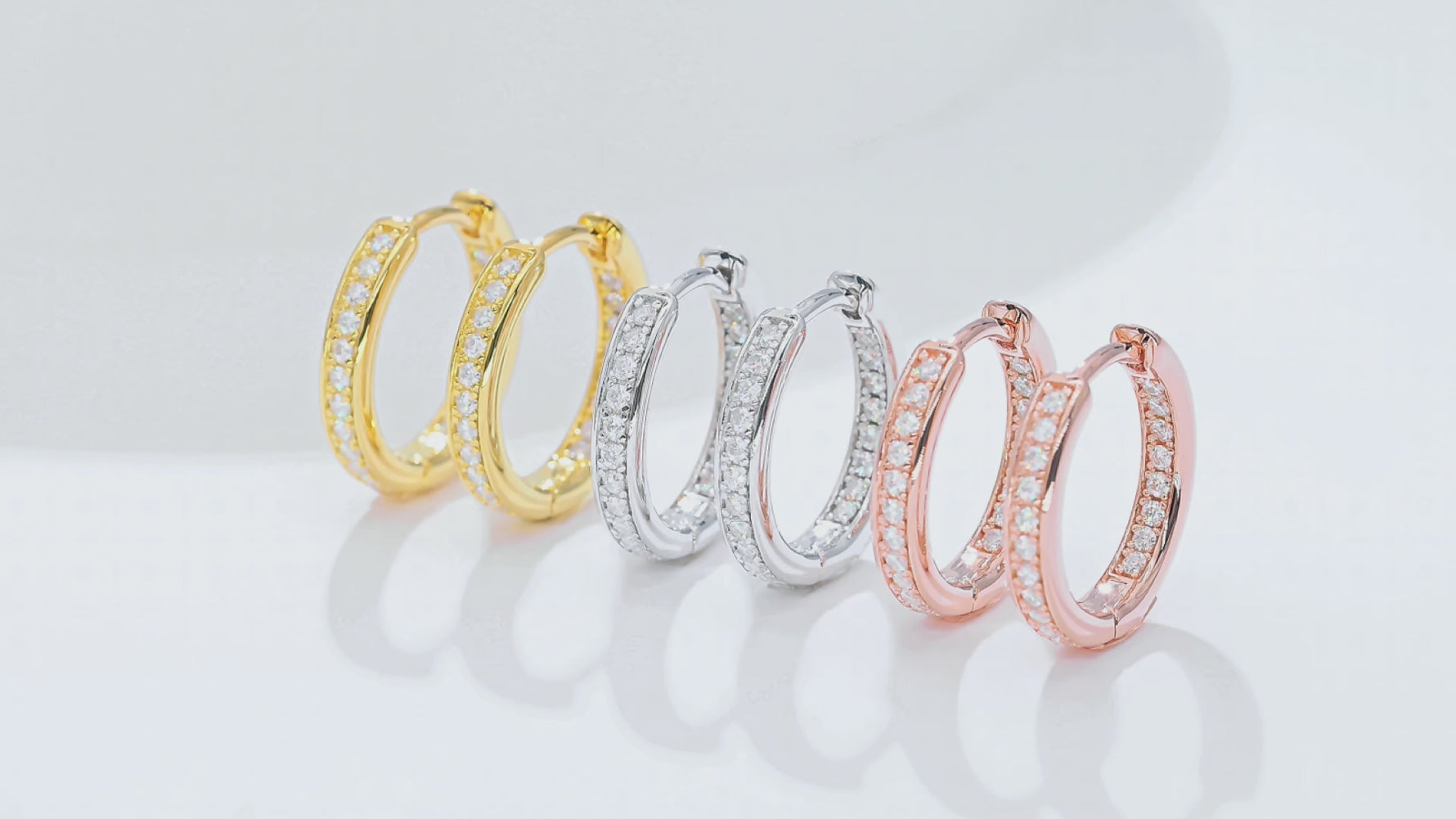 Sterling Silver S925 Moissanite Hoop Earrings, 0.32CT D Grade, Pave Setting AdornMazing Moissanite Earrings.