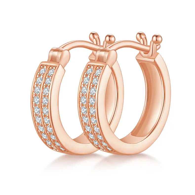 Silver-color 16mm double-row S925 moissanite hoop earrings
