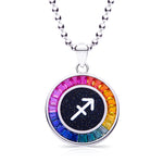 Necklace with a colorful Sagittarius Zodiac pendant featuring a zodiac symbol on a white background