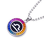Necklace with a colorful libra zodiac pendant featuring a symbol on a white background