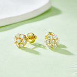 Sterling Silver S925 Round Cluster Moissanite Stud Earrings, 0.84CT Total, Screw Back AdornMazing Moissanite Earrings.