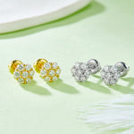 Sterling Silver S925 Round Cluster Moissanite Stud Earrings, 0.84CT Total, Screw Back AdornMazing Moissanite Earrings.