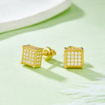 Square Moissanite Cluster Stud Earrings, 0.77ct D Grade, S925 Sterling Silver, 96 Stones AdornMazing Moissanite Earrings.