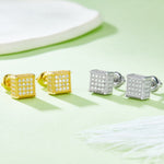 Square Moissanite Cluster Stud Earrings, 0.77ct D Grade, S925 Sterling Silver, 96 Stones AdornMazing Moissanite Earrings.