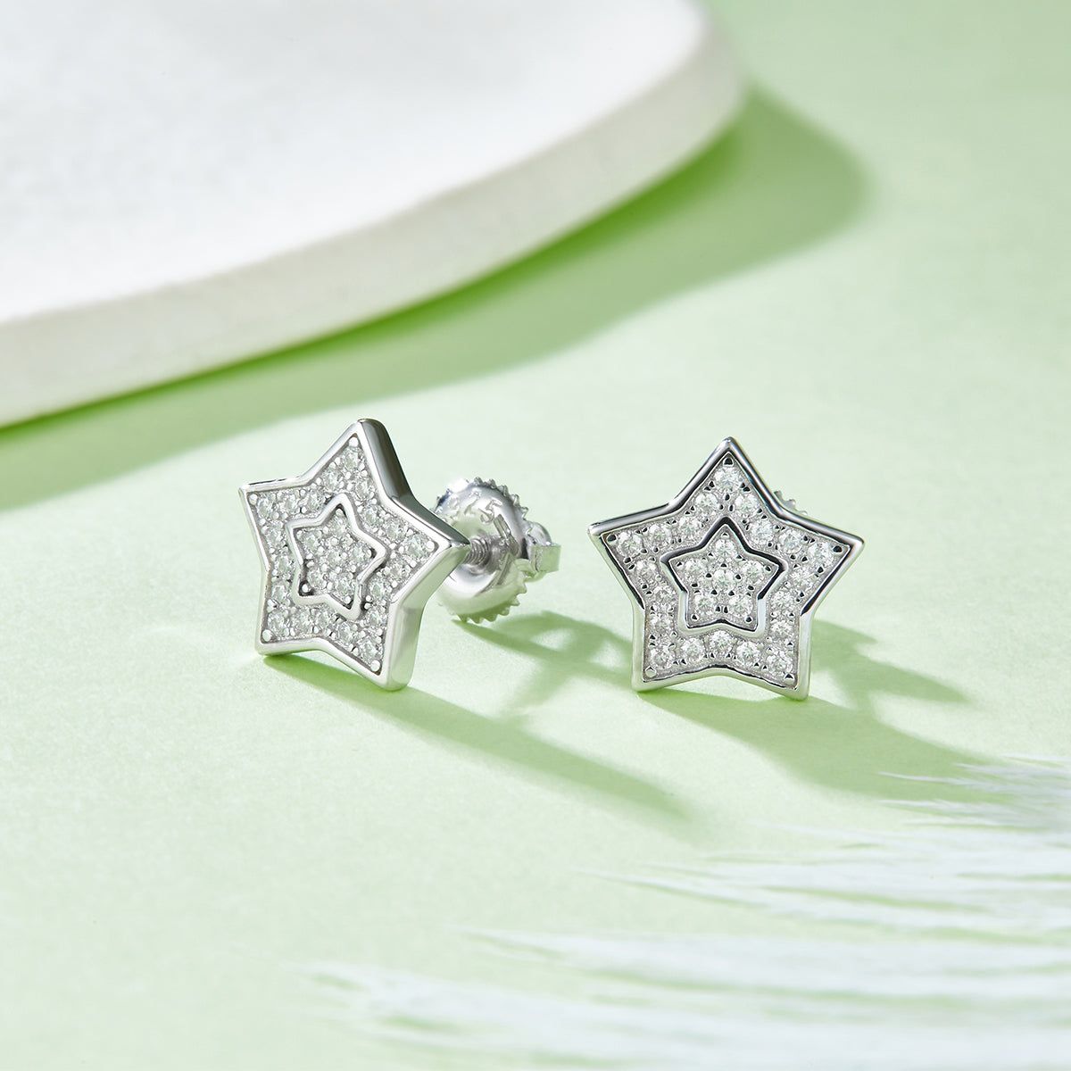 Five-Pointed Star Moissanite Stud Earrings, 0.27CT D Grade, S925 Sterling Silver AdornMazing Moissanite Earrings.