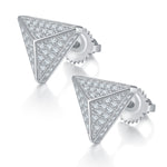 Sterling Silver S925 Triangular Stud Earrings, D Grade Moissanite, 0.51CT, Screw Back -  Silver AdornMazing