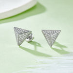 Sterling Silver S925 Triangular Stud Earrings, D Grade Moissanite, 0.51CT, Screw Back -   AdornMazing