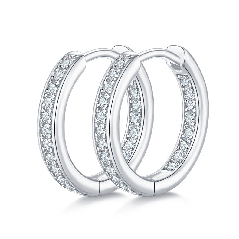 Sterling Silver S925 Moissanite Hoop Earrings, 0.32CT D Grade, Pave Setting AdornMazing Moissanite Earrings.