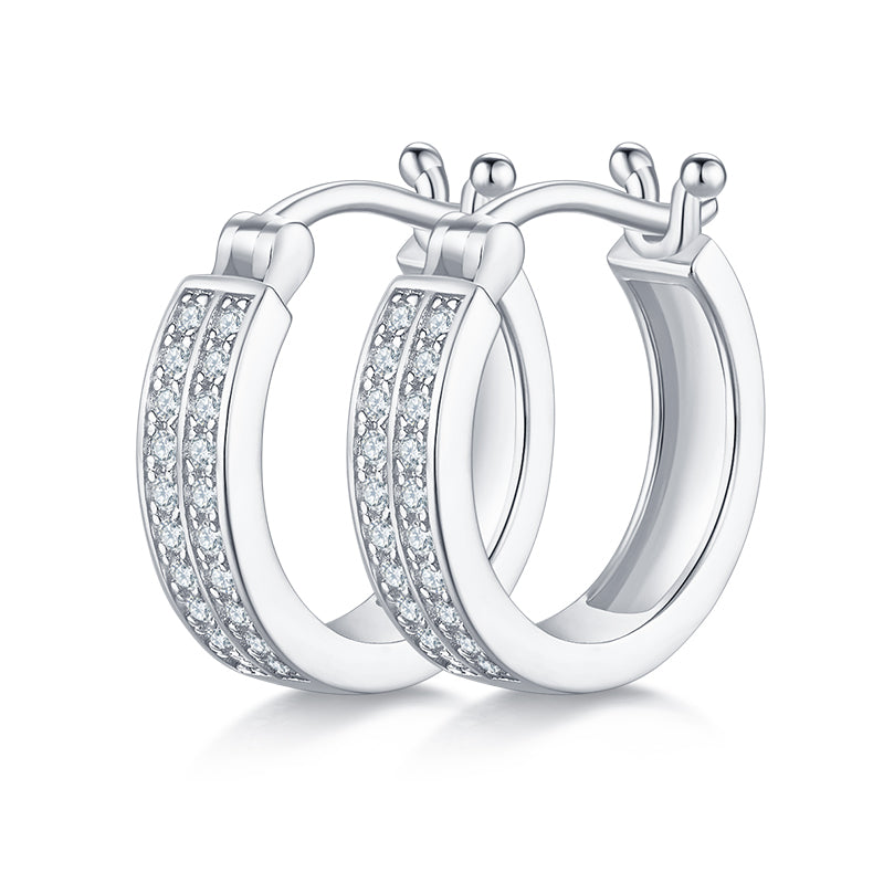 Sterling Silver S925 Moissanite Hoop Earrings, D Grade 0.24CT, 40 Stones AdornMazing Moissanite Earrings.