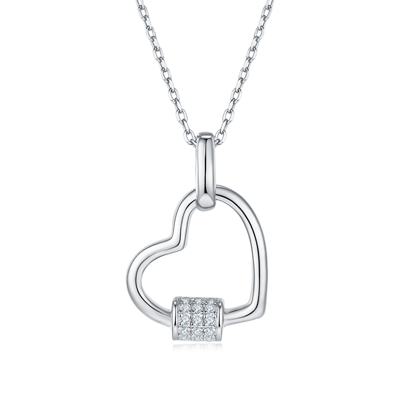 S925 Silver Open Heart Pendant Necklace, Minimalist Design