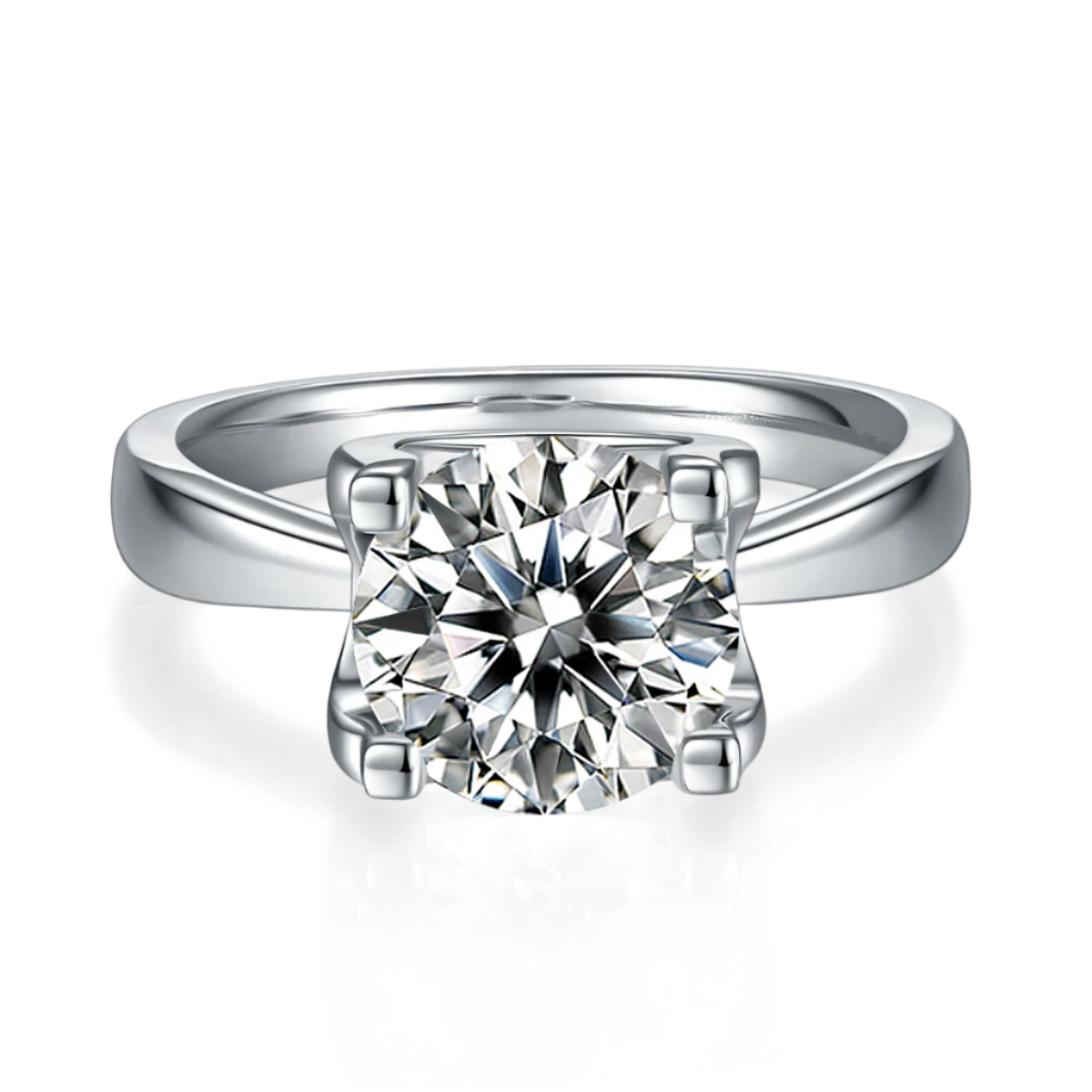 Sterling Silver S925 Moissanite Solitaire Engagement Ring, 3CT D Grade, Classic 4-Prong Setting AdornMazing Moissanite Rings.