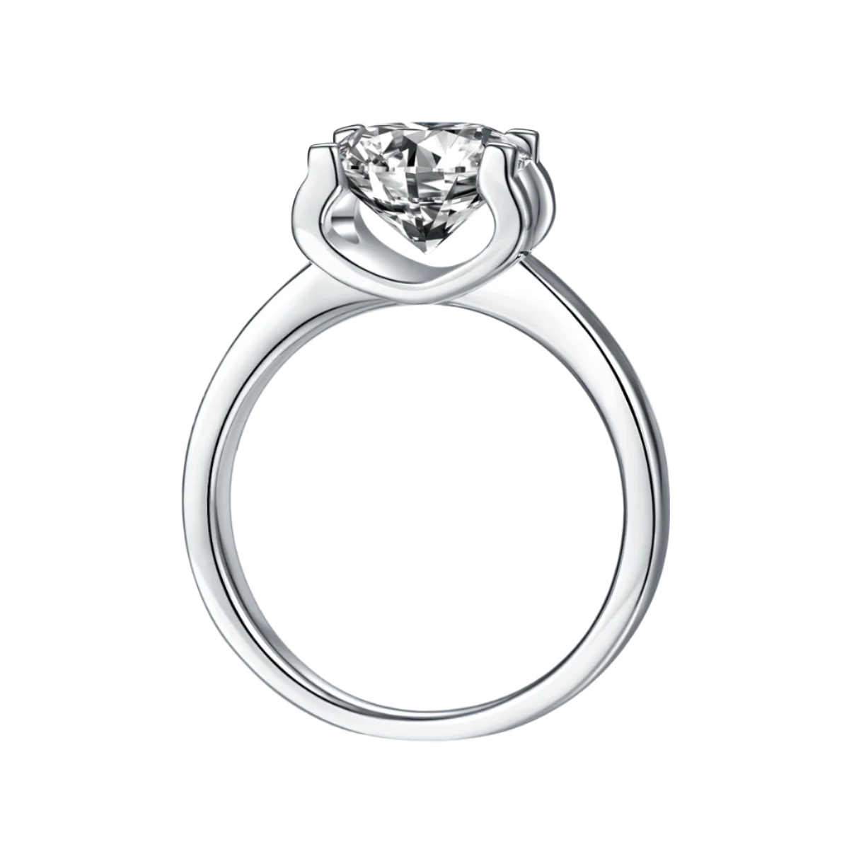 Sterling Silver S925 Moissanite Solitaire Engagement Ring, 3CT D Grade, Classic 4-Prong Setting AdornMazing Moissanite Rings.