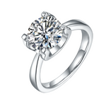 Sterling Silver S925 Moissanite Solitaire Engagement Ring, 3CT D Grade, Classic 4-Prong Setting AdornMazing Moissanite Rings.