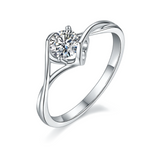 Sterling Silver S925 Moissanite Solitaire Ring, 0.50CT D Grade, Twisted Design AdornMazing Moissanite Rings.