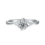 Sterling Silver S925 Moissanite Solitaire Ring, 0.50CT D Grade, Twisted Design AdornMazing Moissanite Rings.