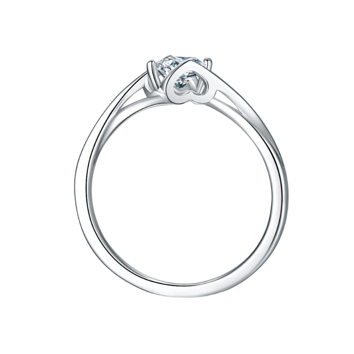 Sterling Silver S925 Moissanite Solitaire Ring, 0.50CT D Grade, Twisted Design AdornMazing Moissanite Rings.