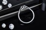 Sterling Silver S925 Moissanite Solitaire Ring, 0.50CT D Grade, Twisted Design AdornMazing Moissanite Rings.