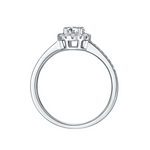 Sterling Silver S925 Moissanite Halo Engagement Ring, 0.50CT D Grade, Pavé Setting AdornMazing Moissanite Rings.