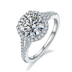 Sterling Silver S925 Moissanite Halo Engagement Ring, 3.00CT D Grade, Pavé Setting AdornMazing Moissanite Rings.