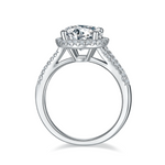 Sterling Silver S925 Moissanite Halo Engagement Ring, 3.00CT D Grade, Pavé Setting AdornMazing Moissanite Rings.