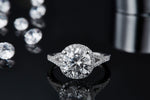 Sterling Silver S925 Moissanite Halo Engagement Ring, 3.00CT D Grade, Pavé Setting AdornMazing Moissanite Rings.