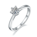 Sterling Silver S925 6-Prong Moissanite Solitaire Engagement Ring, 0.5CT Round Cut, Classic Design AdornMazing Moissanite Rings.