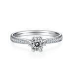 Sterling Silver S925 Moissanite Rotative Engagement Ring, 0.50CT D Grade, Pavé Band AdornMazing Moissanite Rings.