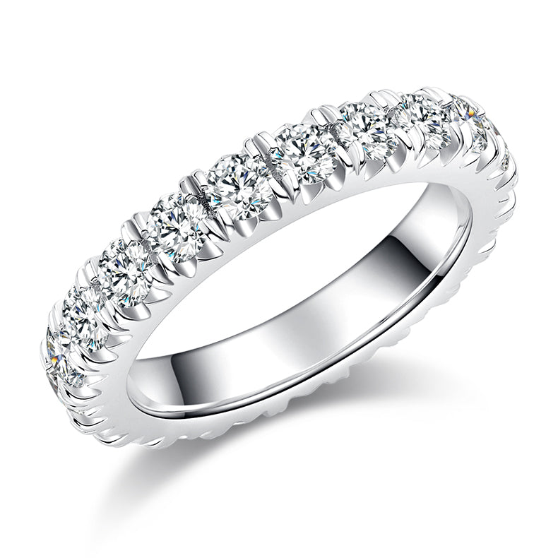 Sterling Silver S925 Moissanite Eternity Band, 2.30CT, Prong Setting, 3.0mm Stones AdornMazing Moissanite Rings.