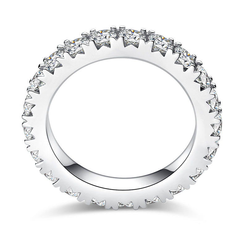 Sterling Silver S925 Moissanite Eternity Band, 2.30CT, Prong Setting, 3.0mm Stones AdornMazing Moissanite Rings.