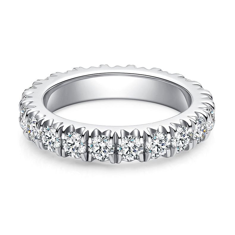 Sterling Silver S925 Moissanite Eternity Band, 2.30CT, Prong Setting, 3.0mm Stones AdornMazing Moissanite Rings.