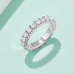 Sterling Silver S925 Moissanite Eternity Band, 2.30CT, Prong Setting, 3.0mm Stones AdornMazing Moissanite Rings.