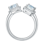 Emerald-Cut Moissanite & Teardrop CZ Ring, 1CT D Grade, S925 Silver, 43 Accent Stones AdornMazing Moissanite Rings.