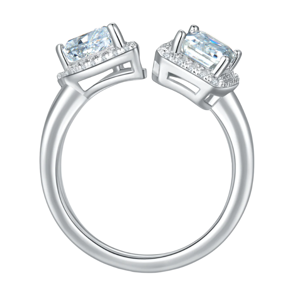 Emerald-Cut Moissanite & Teardrop CZ Ring, 1CT D Grade, S925 Silver, 43 Accent Stones AdornMazing Moissanite Rings.