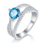 Sterling Silver S925 Moissanite Engagement Ring, 1CT D Grade, Double Band Pavé Setting AdornMazing Moissanite Rings.