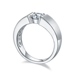 Men’s Sterling Silver S925 Moissanite Ring, 1CT D Grade, Matte-Finish Band - AdornMazing