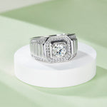 Men’s Sterling Silver S925 Moissanite Ring, 1CT D Grade, Octagon Halo Design - AdornMazing
