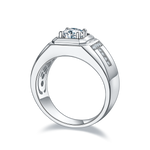 Men’s S925 Sterling Silver Moissanite Ring, 1CT D Grade, Polished White Gold Finish - AdornMazing