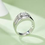 Men’s S925 Sterling Silver Moissanite Ring, 1CT D Grade, Polished White Gold Finish - AdornMazing