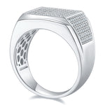 Sterling Silver S925 Men's Pave Ring with 173 Moissanite Stones, 1.04CT Total AdornMazing Moissanite Rings.