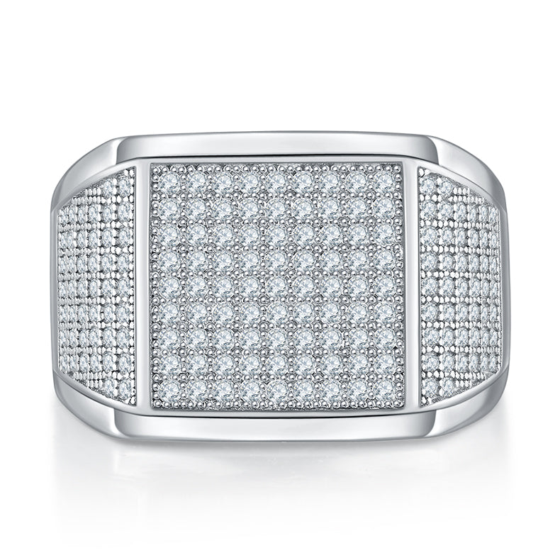 Sterling Silver S925 Men's Pave Ring with 173 Moissanite Stones, 1.04CT Total AdornMazing Moissanite Rings.