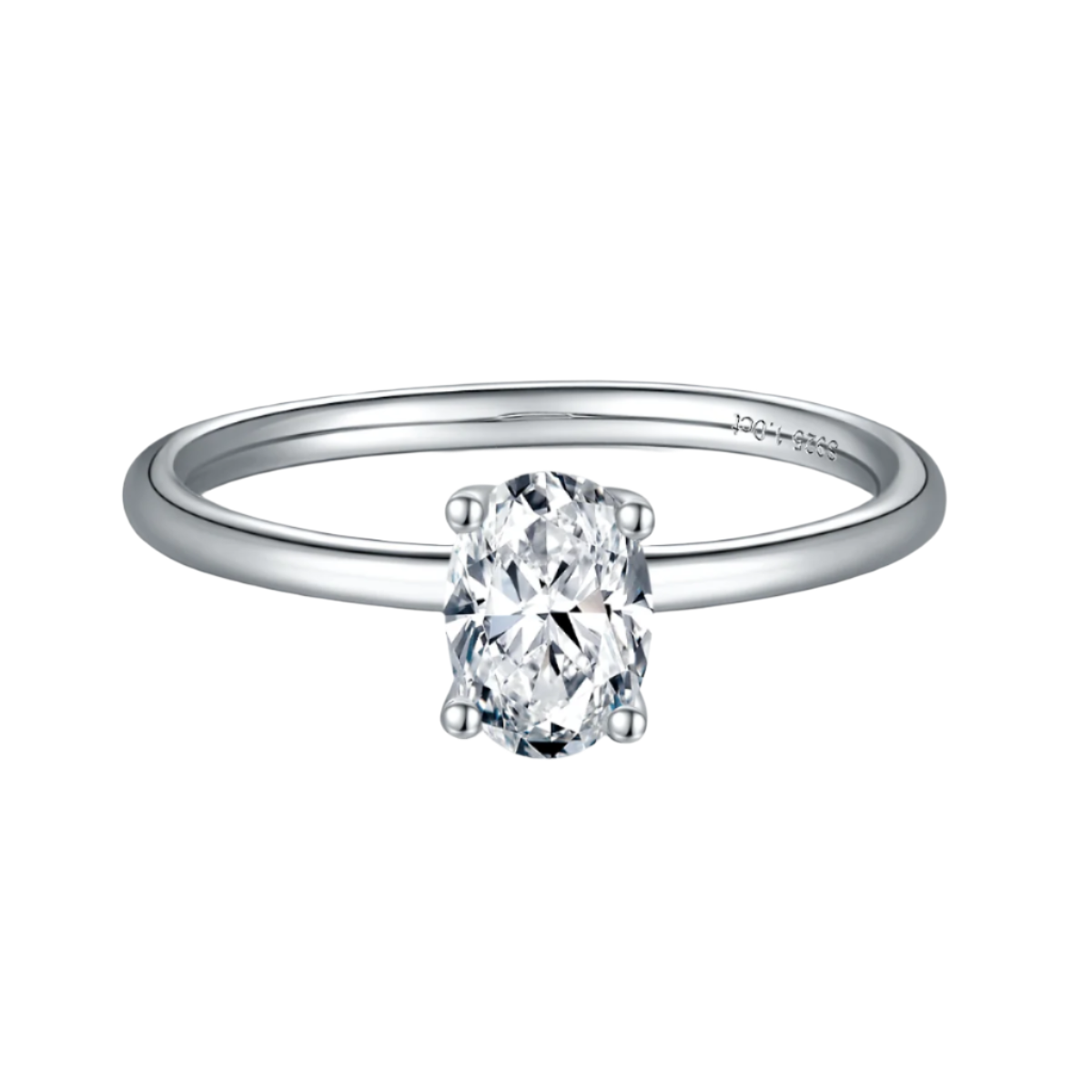 Sterling Silver S925 Solitaire Engagement Ring with 1 Carat D Grade Oval Moissanite AdornMazing Moissanite Rings.