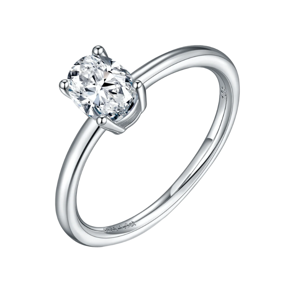 Sterling Silver S925 Solitaire Engagement Ring with 1 Carat D Grade Oval Moissanite AdornMazing Moissanite Rings.